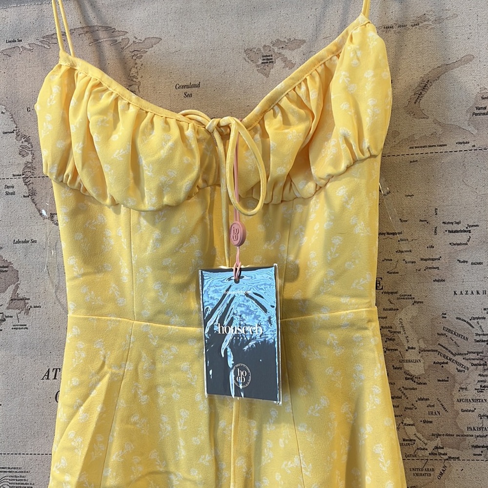 HOUSE OF CB 'Carina' Yellow Floral Bustier Midi Dress NWOT - Picture 10 of 14